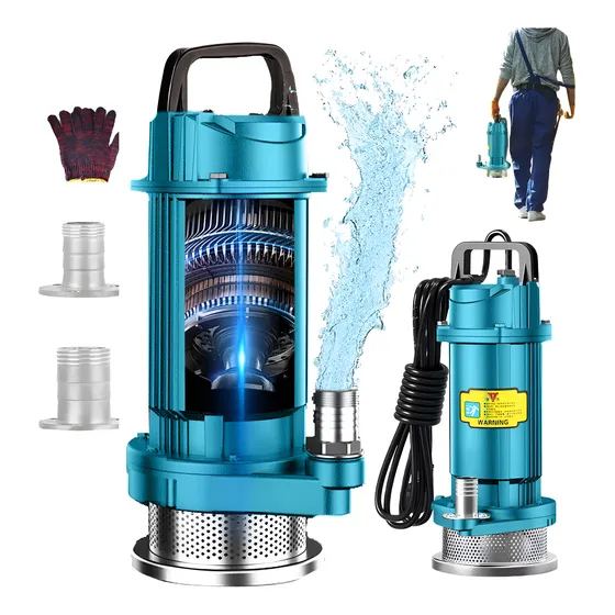 Bomba De Agua Sumergible 1/2 Hp 110v Para Agua Limpia/ Sucia