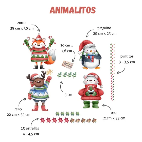 Decoración Navideña Animalitos Vinilo Decorativo