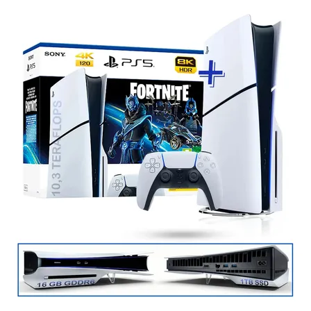 Consola Sony Playstation Ps5 Slim Diisco Fortnite Fgaming!cl Blanco