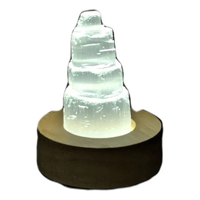 Luminária Torre Selenita 6cm Limpeza Energetica Led Branco
