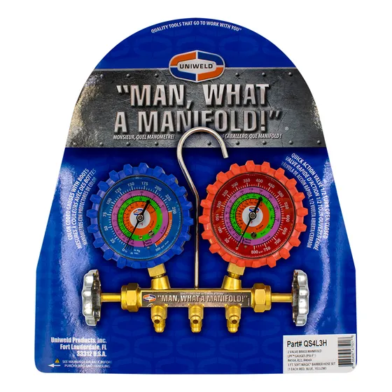 Juego Manometro Uniweld Con Mangueras (90cm) R410/r22/404a