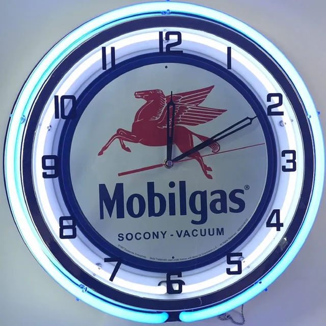 Reloj Neon Doble 18  Letrero Metal Caballo Rojo Volador