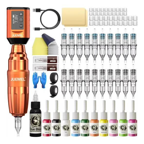 Kit De Tatuaje Inalámbrico Juemel Máquina Rotativa 10000rpm Fuente Led 2400mah Recargable 3 Modes Punteado Salto Estándar