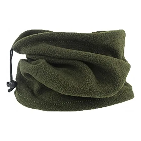 Gorro Cuello Polar Para Invierno Abrigo Con Cordón Ajustable Verde Liso 1