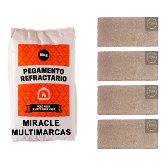 40 Tejuelas Refractarias Natural +1 Cemento Refractario =1m2