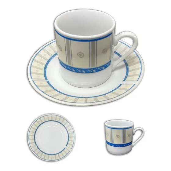 Juego Tazas Para Café Con Platos Porcelana Decorada X6 Unds