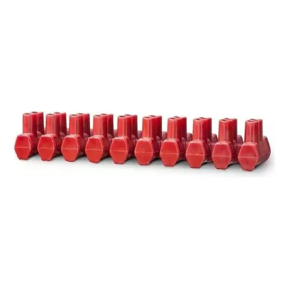 Bornera Regleta Tekox 6 A 10mm 10 Polos Roja Serie Pro