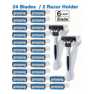 Kit De Afeitado: 24 Cartuchos De 6 Navajas Y 2 Rastrillos Kit De Afeitado: 24 Cartuchos De 6 Navajas Y 2 Rastrillos
