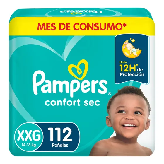 Pañales Confort Sec sin género XXG x 112 unidades Pampers