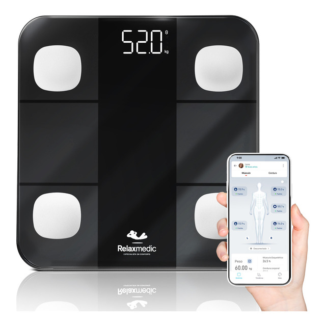 Relaxmedic Balança Digital Corporal Bioimpedancia Aplicativo Bluetooth Relaxmedic Balança Digital Corporal Bioimpedancia Aplicativo Bluetooth