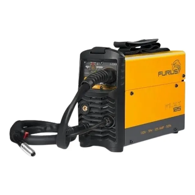 Soldadora Inversor Microalambre 125a Flex 125 Furius Mig Mma Color Amarillo