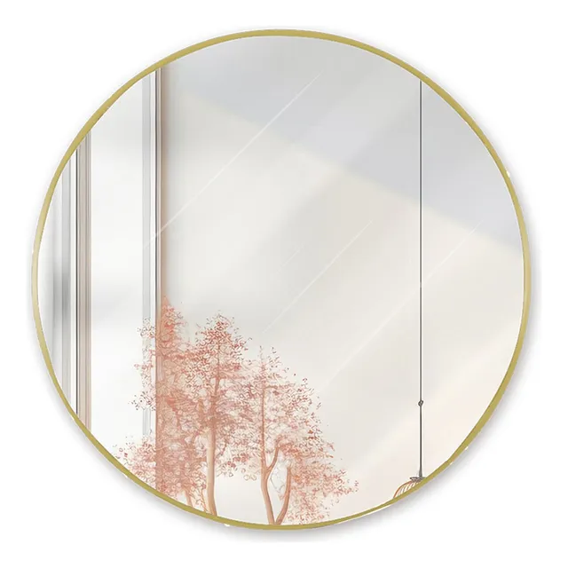 Espejo Redondo De 60cm Con Marco De Aluminio Marca Gravita Marco Dorado Emily60gold