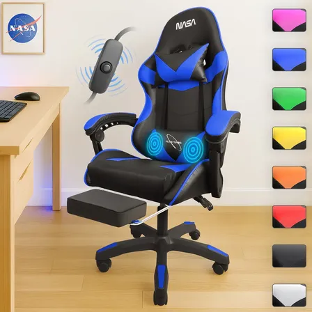 Silla Gamer Nasa Escritorio Ergonómica Ajustable Masajeadora Color Azul Mater...