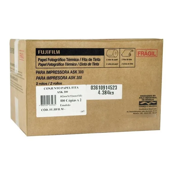 Kit Papel/fita 10x15 Para Fuji Ask300 800 Copias