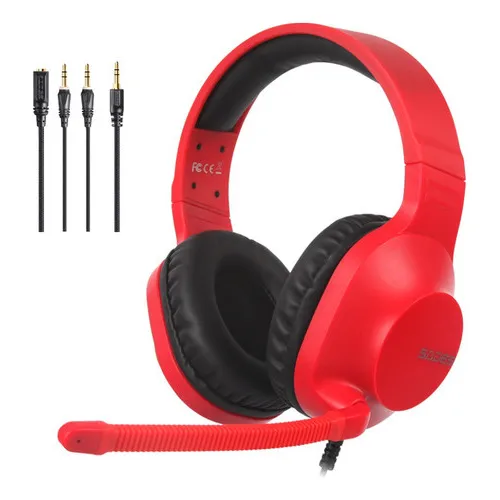 Auriculares multiplataforma para juegos Sades Spirits para PS4 Ps5 Vr Xbox Cel PC portátil Nintendo Switch Auriculares con micrófono rojo