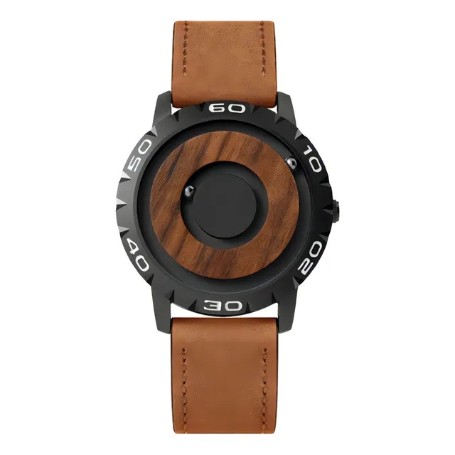 Relojes De Cuarzo Con Bola Giratoria Magnética Eutour Color De La Correa Marrón