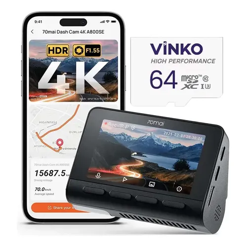 Câmera Veicular Automotiva Carro 70mai Dupla 4k+1080p Dash Cam
