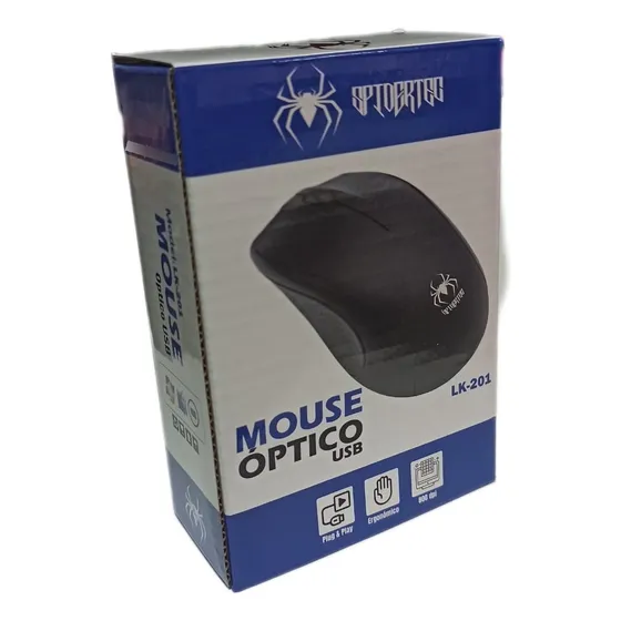 Mouse Alambrico Spidertec Lk-201 Optico Ergonomico Español
