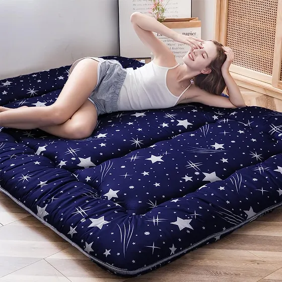 Maxyoyo Navy Starry Sky Japanese Floor Futon Colchón, Tatami