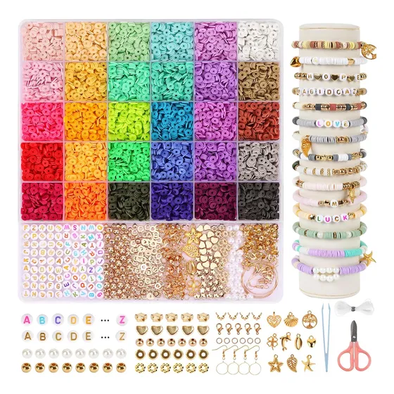Kit Quefe De 8000 Piezas P Hacer Pulseras Cuentas De Arcilla