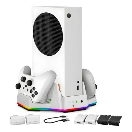 Base Carregador Cooler Para Xbox Series S 2 Baterias Led Rgb