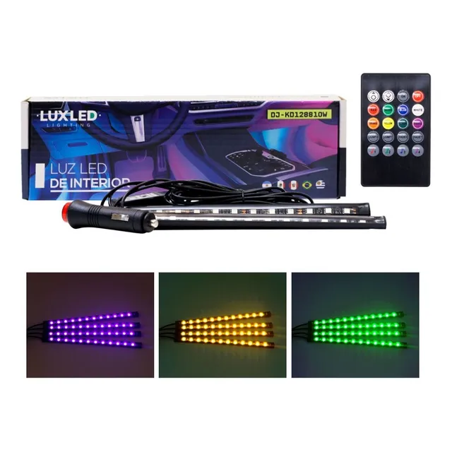 Tiras Led Rgb Para Interior De Auto 12v Control Remoto