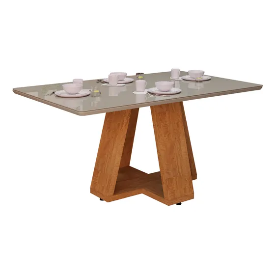 Mesa De Jantar 120x80 Tampo Em Mdf Com Vidro Para Sala E Cozinha Idea Para 4 Cadeiras
