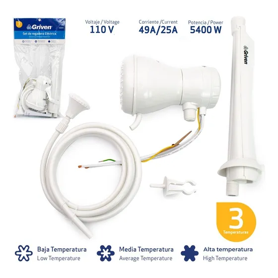  Ducha Regadera Electrica Calentador 110 V Con Brazo Griven
