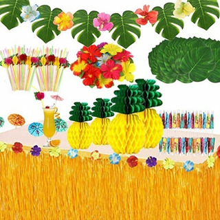 Juego De Decoración De Fiesta Tropical Hawaiana, 113 Pzs Juego De Decoración De Fiesta Tropical Hawaiana, 113 Pzs