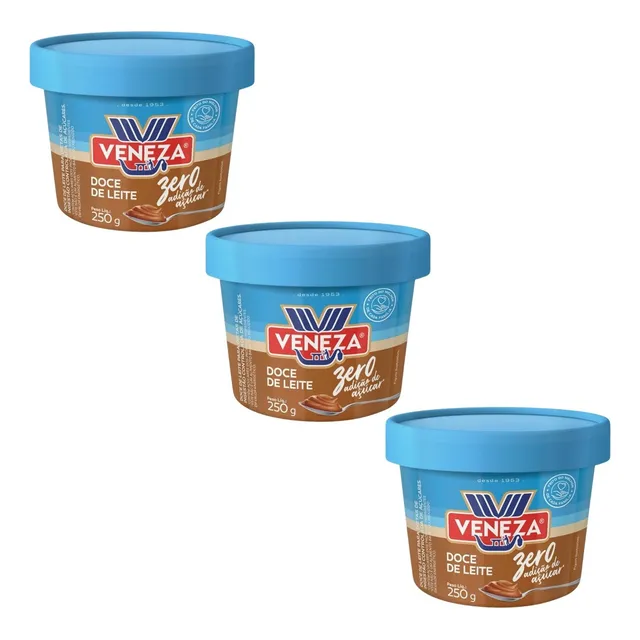 Doce De Leite Veneza Zero Açúcar 250gr 3 Unidades