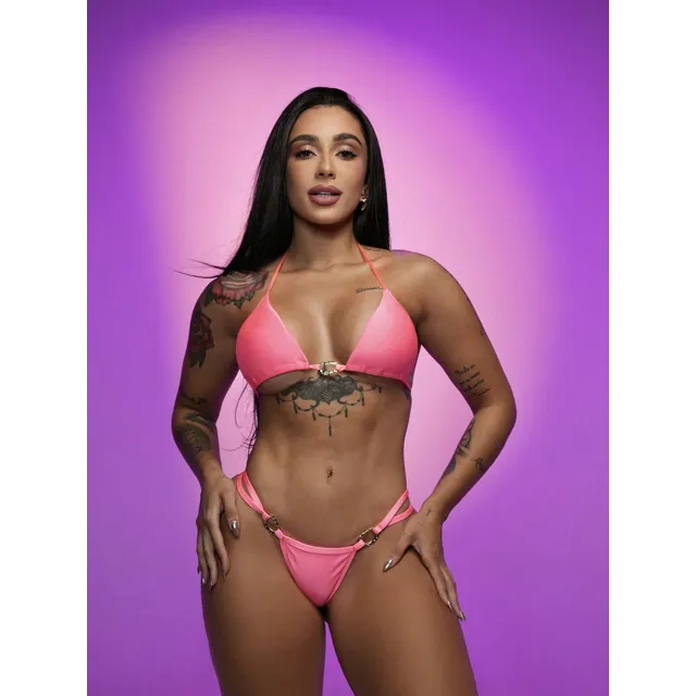 Conjunto Bíquini Feminino Moda Praia Com Argolas Fio Duplo