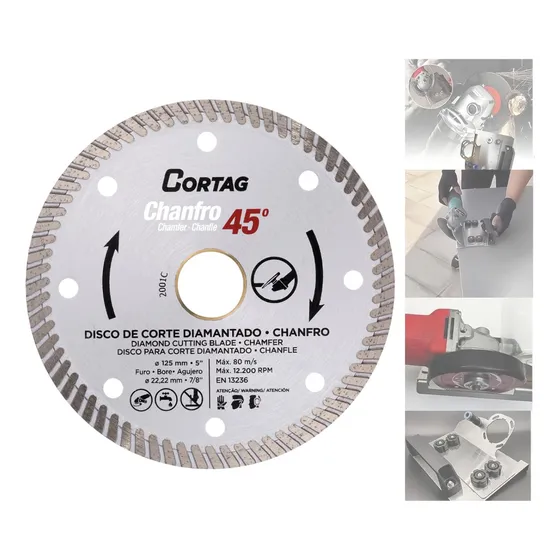Disco Corte Angulo 45 Grado Diamantado Chanfro 4 1/2 X 7/8'