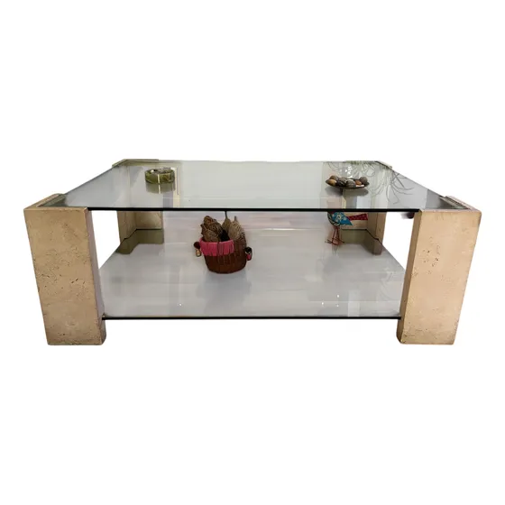 Mesa Ratona De Vidrio Doble Y Mármol. Se Retira Por Beccar.