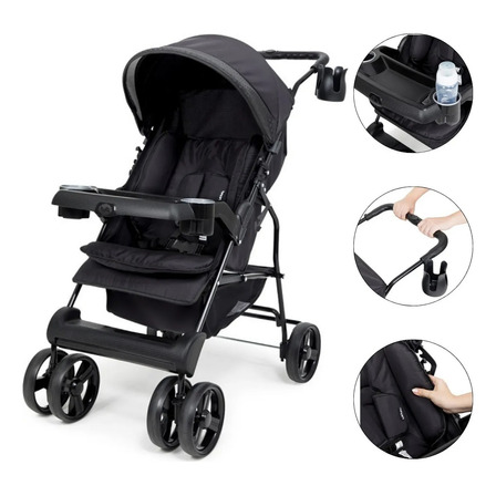 Carrinho Berço De Bebê 0 A 15kg Theros Preto Tutti Baby Carrinho Berço De Bebê 0 A 15kg Theros Preto Tutti Baby