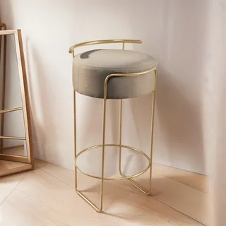 Banqueta Olivia Em Linho E Base Metal Dourado Decor Banqueta Olivia Em Linho E Base Metal Dourado Decor