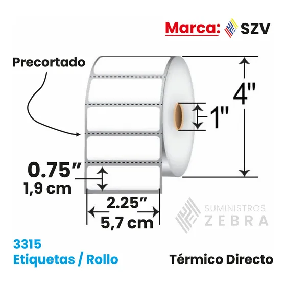 Etiquetas Térmicas Rollo De 3315 Impresora Zebra (5,7x1,9)cm