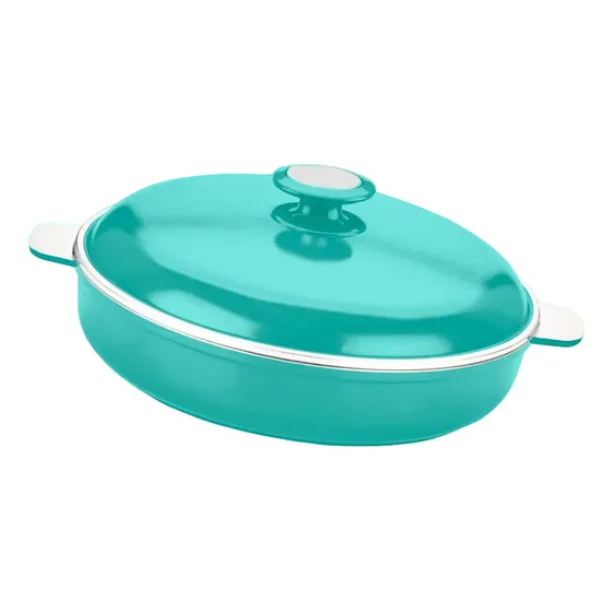 Paellera Pizzera Avelino 32cm Con Asas Green Sky Color Verde