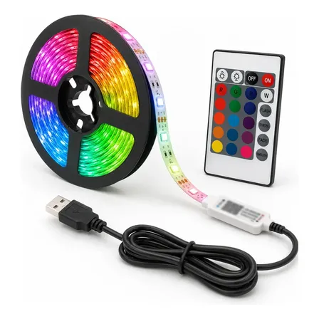 Fita Led 5050 Rgb Controle Remoto 2m 5v Usb Para Tv Pc Carro Cor da luz RGB 2M