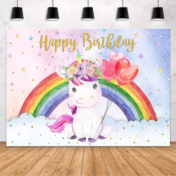 Telón De Cumpleaños De Unicornio Para Niña
