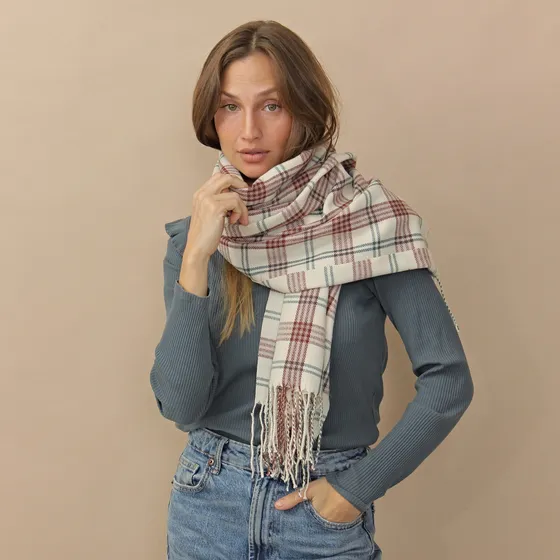 Bufanda Tresher Estampada 1 Cuadrille Abrigada Rectangular Beige Cuadrillé Único