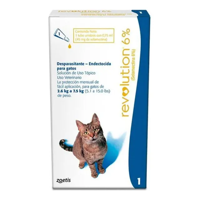 Pipeta Para Pulgas Y Parásitos Revolution Gatos 2,6 A 7,5 Kg