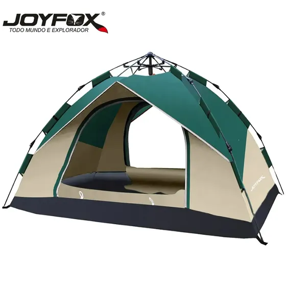 Barraca Pop Up Joyfox Para 3/4 Pessoas Impermeável E Automática - Verde E Branco