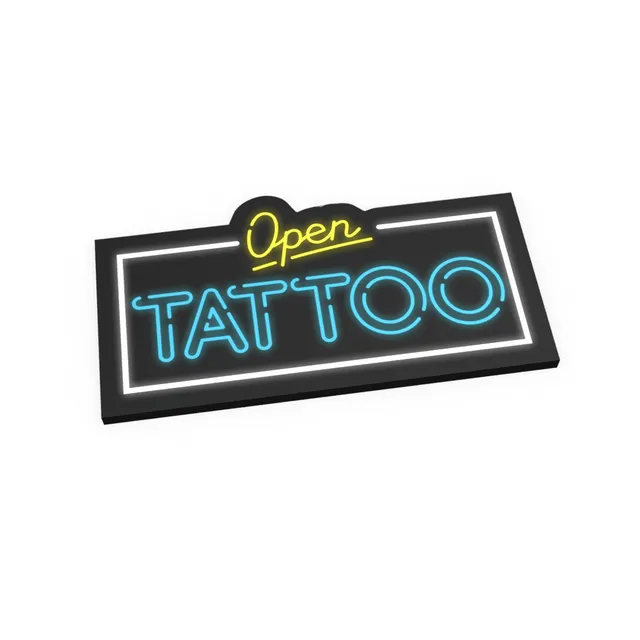 Letreiro Luminoso Open Tattoo - Decoração Estúdio Tatuagem