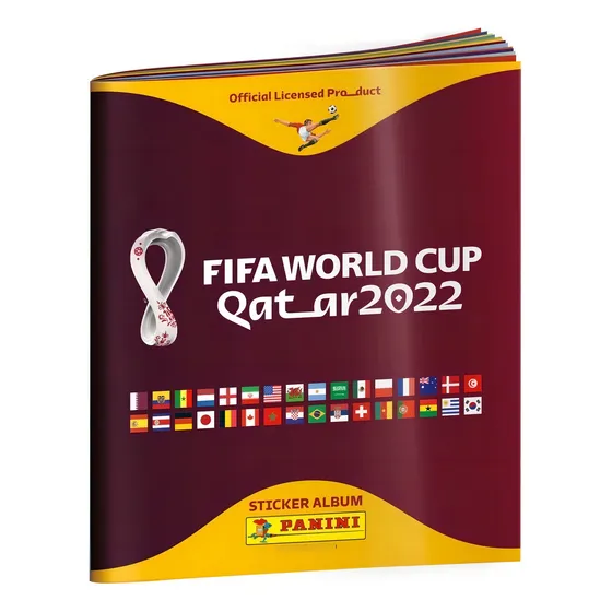 Álbum FIFA World Cup Qatar 2022 Panini bordó/dorado tapa blanda