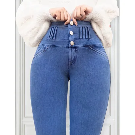 Jeans Fajero Reductor Nieves Bella 3 Botones Tiro Alto