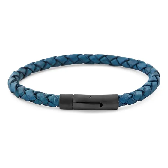 Pulseras Hombre Pulseras De Cuero Broche A Presión Azul
