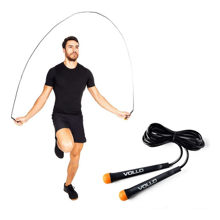 Corda De Pular Profissional Pvc Crossfit Treino Em Casa Vollo Vp1075 Preto Ajuste Comprimento 275cm Corda De Pular Profissional Pvc Crossfit Treino Em Casa Vollo Vp1075 Preto Ajuste Comprimento 275cm