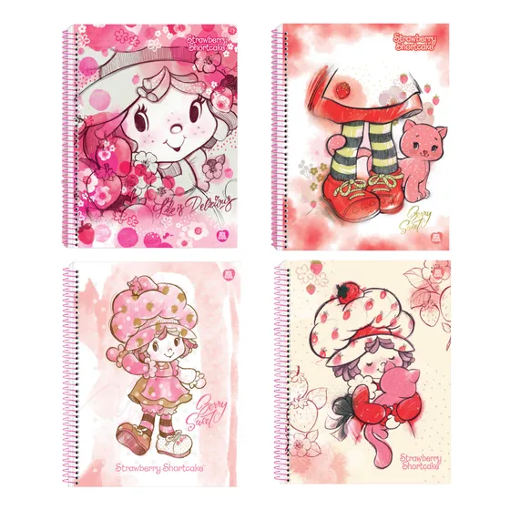 Kit 4 Caderno Colegial Moranguinho Com Cheiro Animativa 25