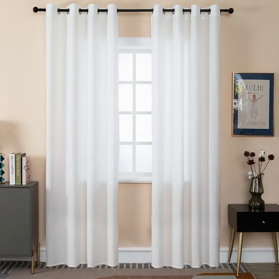 Cortinas Traslucida Juego 274x214cm Habitacion En 2 Pieza