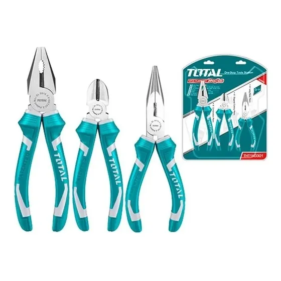 Set De 3 Alicates Universal Combinado Total Tools Tht1k0301